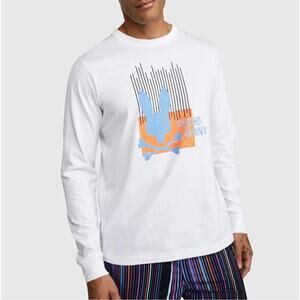 Psycho Bunny White Civil Graphic Tee Long Sleeve Sz S Men’s